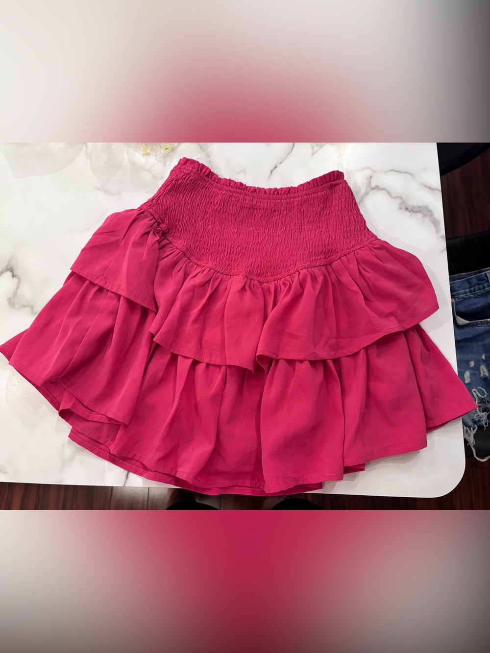 Amazon Ruffled Tiered Skater Skirt - Fuchsia
